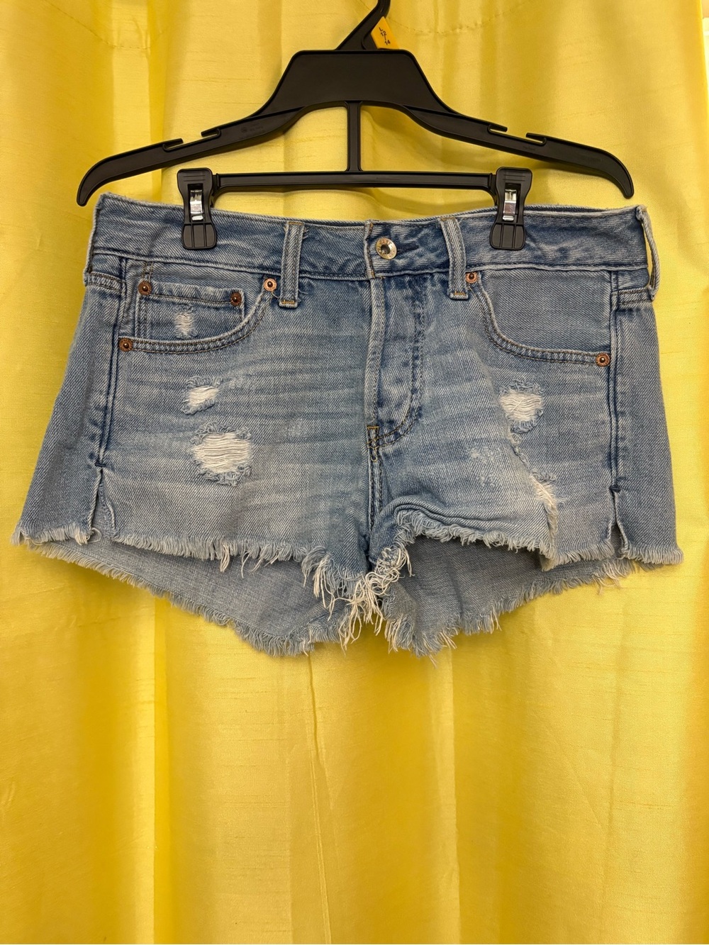 Abercrombie & Fitch Light Blue Distressed Denim Shorts